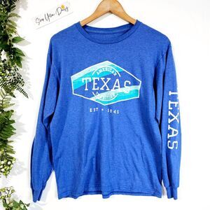 Texas American Tradition Blue Long Sleeve Shirt Est 1845 Mens Sz M -‎ Ts318.7